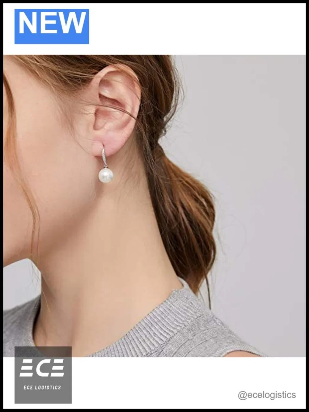 925 Sterling Silver Pearl Dangle Drop Earrings with Fish Hook Women Jewelry Gift